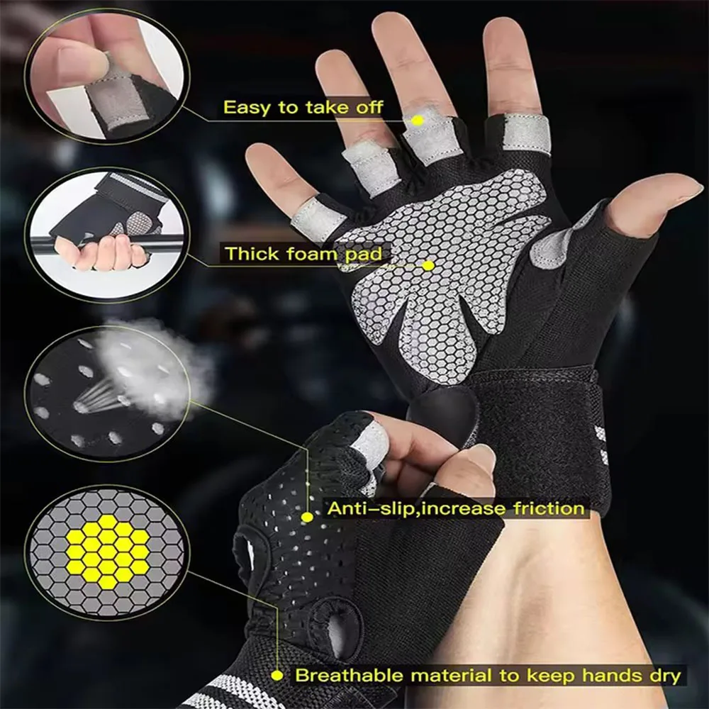 1Pair Half Finger Gym Fitness  - Crossfit Training Gear avaliação e preço