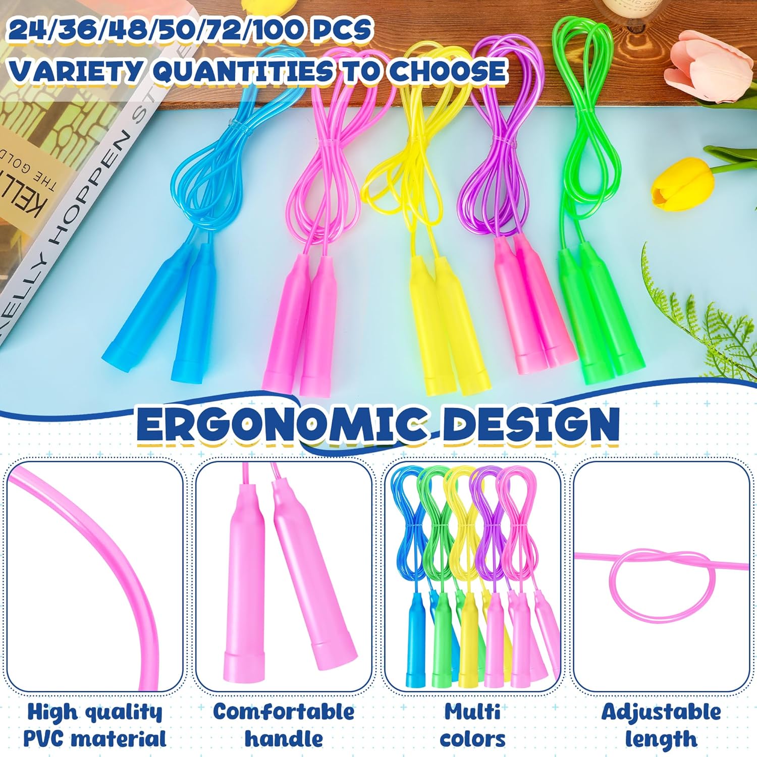 Colorful Adjustable Jump Ropes - Skipping Rope Pvc avaliação e preço